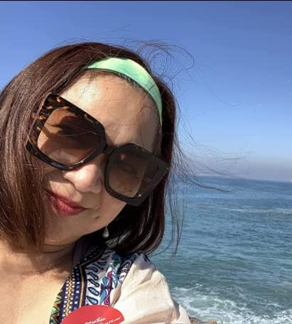 Miniatura 4 de Feisedy - Lentes de sol de gran tamaño, cuadrados, a la moda, con incrustación de perlas en las patillas, ojo de gato, para mujer, B2625