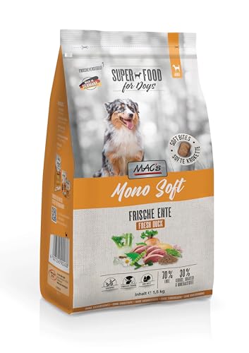 Mac's Halbfeuchtes Hundefutter, weiche Textur, hoher Fleischgehalt, verschiedene Geschmacksrichtungen, (1,5 kg, Ente)