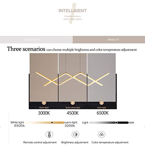 Suspension LED dimmable dorée réglable en hauteur avec télécommande