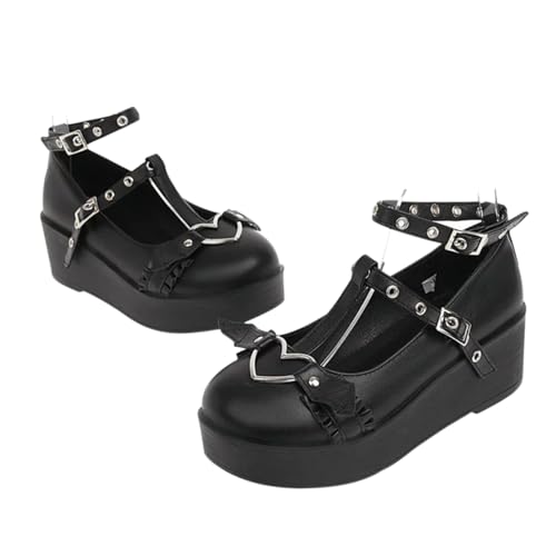 Chaussures à la Mode en Gros Talons Compensés PU Black COLLBATH