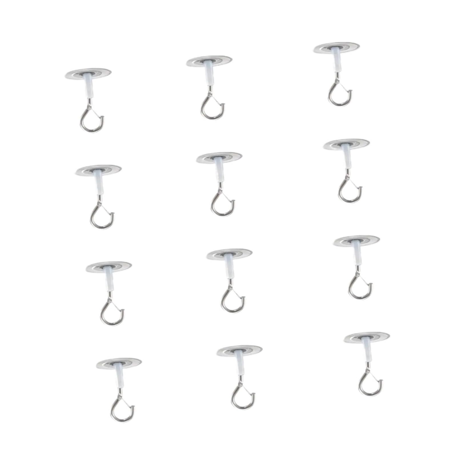 Luysgbxr One Color Stainless Steel Ceiling Hooks 12Pcs Sticky Ceiling Hooks Hanging Removable Accessories Wall Mount Hangers For Bags Lights Mobile