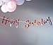 Rose Gold Shiny Happy Birthday Banner, Pre-Strung Elegant Handwriting Letter, Mirror Glitter Alphabet Happy Birthday Sign, Bunting Banner, Birthday Party Decorations Supplies for Girls and Mom