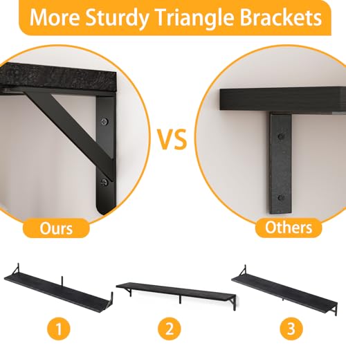 Image of YGEOMER Floating Shelves for Wall, 35in Black Wall Shelves for Living Room, Bathroom, Bedroom, Kitchen, Home Decor (Set of 4)