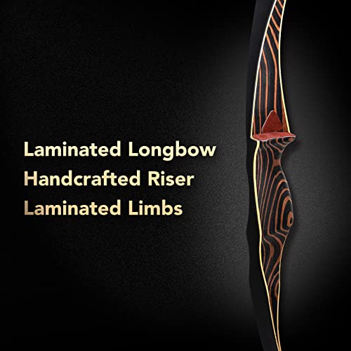 Deerseeker Archery 54" Traditional Bow Hunting Longbow With Bamboo Core Limbs Handmade Recurve Bow Rh/Lh For Targeting Practice Shooting Youth & Adults Bow Set 20-80Lbs (30Lb, Right Hand) #TOP5