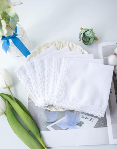 Image of Lace Cotton White Handkerchiefs Perfect Wedding Bulk