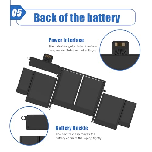 Image of A1582 A1502 MacBook pro Laptop Battery Replacement for MacBook Pro 13 Inch Retina A1502 (Early 2015 Mid 2014 Late 2013) Laptop Battery A1493 A1582 [6559mAh 11.42V 74.9Wh]