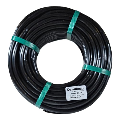 DripWorks 1/4" Soaker Dripline, Drip Irrigation Emitter Tubing, Low-Density Polyethylene (LDPE) (6" Spacing, 100 ft)