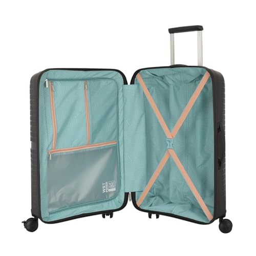 Image of American Tourister 77 CM Hard Shell 8 Spinner Wheel,Expander & Recessed TSA Lock Check-in Trolley Bag for Travel|Large PP Suitcase with Double Zipper,Flexi Packing Straps for Unisex (Black, 24)