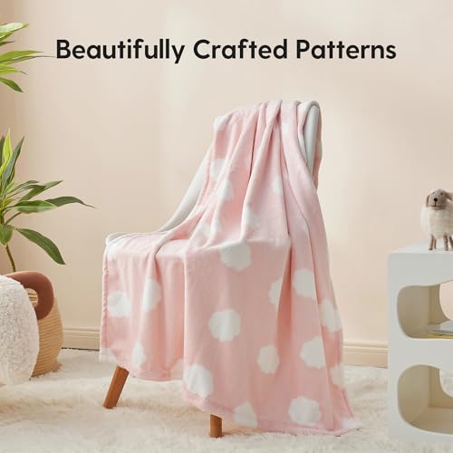 Image of Baby Blankets for Girls and Boys, Soft Milky Plush Fleece Baby Blanket, Receiving Blankets and Swaddle Blankets for Newborns, 30 * 40 Inch, Pink Clouds
