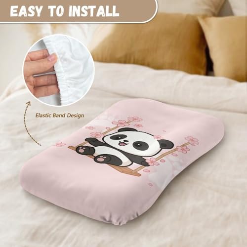 Image of ZOUTAIRONG Cherry Blossom Panda Bassinet Sheet Set Compatible with Mika Micky, Baby Delight, Dream On Me Bassinet Mattress for Baby Boys Girls