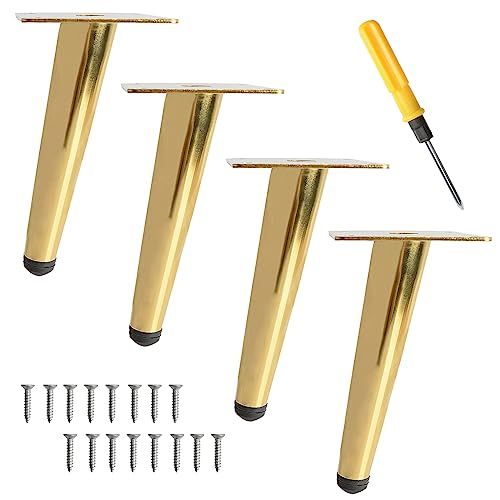 Toolzia 4Pcs Metal Oblique Furniture Legs 15cm,Cone Cabinet Legs Stainless Steel Table Legs No-Slip Silent for Diy Furniture Sofas