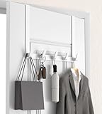 KitchLife Long Over The Door Hooks Hanger with 15.75" Extended Arms, Fits 1 3/8" Doors, L40U - Upgraded Thickened Heavy Duty Bathroom Accessories and Towel Rack Organization - 1 Pack, Glossy White