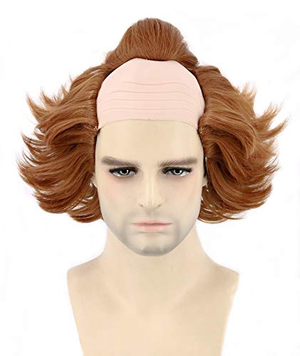 Topcosplay Clown Wig for Kids Cosplay Wig Short Brown Bald Head Wigs for Halloween Carnival, Adults, 21 inch