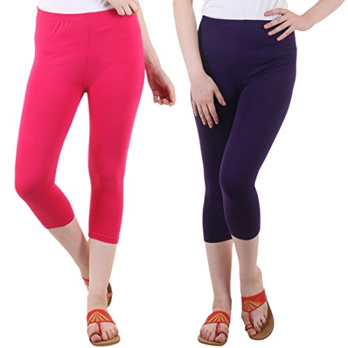 Image of DIAZ Women's Cotton Plain Half Length Capri | Nightwear Pyjama | 3 /4th Solid Pyjama Pant | Casual wear & Lounge Wear Capri Combo (Pack of 2)
