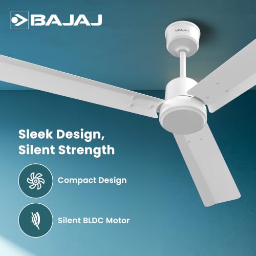 Image of Bajaj Classico Sleek 5S 1200MM(48) BLDC Ceiling Fan with Remote|BEE 5 Star Rated Energy Efficient|Saves upto 57% on electricity bills|Sleek Compact Design|High Air Delivery|2Yr Warranty|Base White