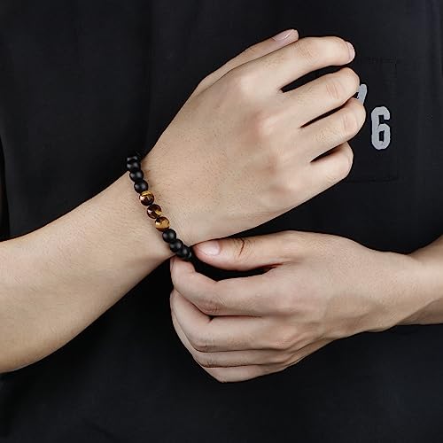 To Mens Gifts Bracelet for Dad Son My Man Boyfriend Husband Brother Grandson Grandpa Bonus Dad Nephew Uncle Birthday Father's Day Anniversary Graduation Christmas Gifts for Him Tiger Eye Mens Bracelet2