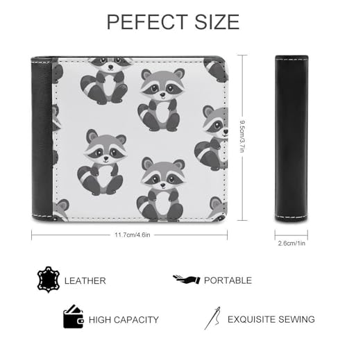 Gray Raccoons Pattern Fashion Bifold Wallets for Men Women Slim & Thin Credit Card Holder Wallet Purse2