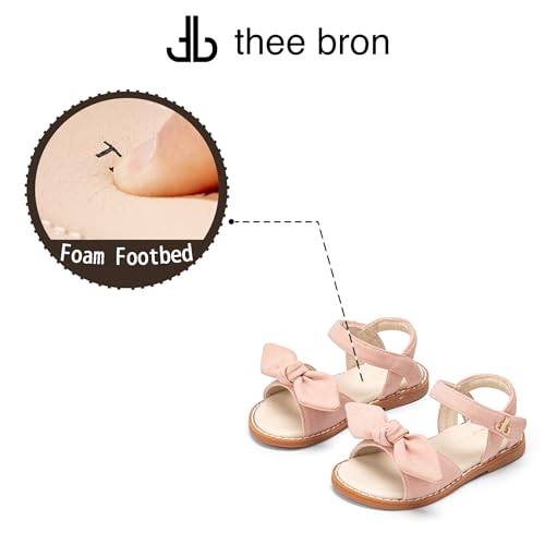 Image of THEE BRON Toddler Girls Sandals Wedding Flower Girl Dress Shoes Open Toe Flats