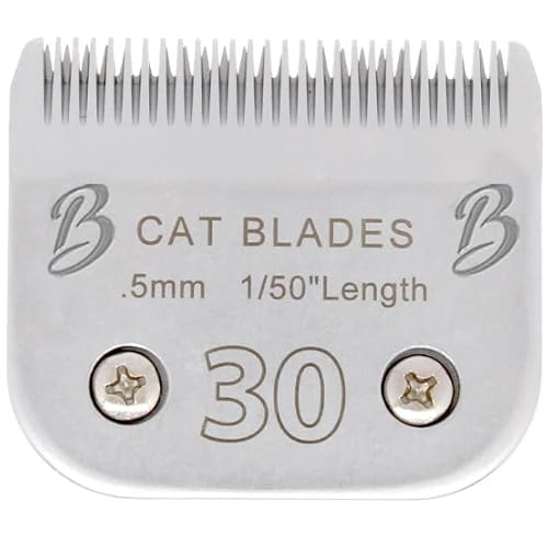 Bucchelli Detachable A Series 30 Blades Cat Clippers Cuts Length 1/50" - 0.5mm Japanese High Carbon Steel Cat Clipper Supplies | Cat Grooming Blade (Compatible A5 Series Clippers for Cats(30C)