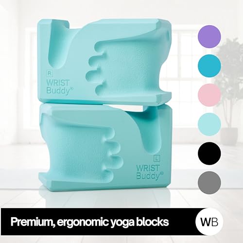 Image of WRISTBuddy Hand-Shaped Ergonomic Yoga Blocks for Optimal Wrist Support During Yoga, Pilates, Pushups, Planks, and Handstands - Patented Non Slip Blocks for Enhanced Stability and Comfort.