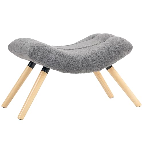 HOMCOM Sitzhocker Hocker mit weichem Sitzkissen Holzbeinen Fußhocker mit Berberfleece-Stoff Polsterhocker Ottoman für Schlafzimmer, Wohnzimmer, Dunkelgrau HOMCOM Sitzhocker Hocker mit weichem Sitzkissen Holzbeinen Fußhocker mit Berberfleece-Stoff Polsterhocker Ottoman für Schlafzimmer, Wohnzimmer, Dunkelgrau