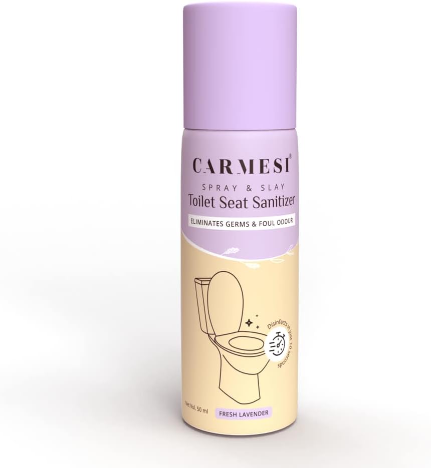 Carmesi Toilet Seat Sanitizer | Kills 99.9% Germs & Eliminates Foul Odour | Travel-Friendly | Reduces Infections | Suitable for Toilet Seats, Door Knobs, Flush | 50 ml