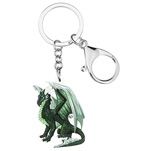 WEVENI Acrylic Alloy Dragon Keychains for Women Girls Teen Car Bag Purse Charms (Green)