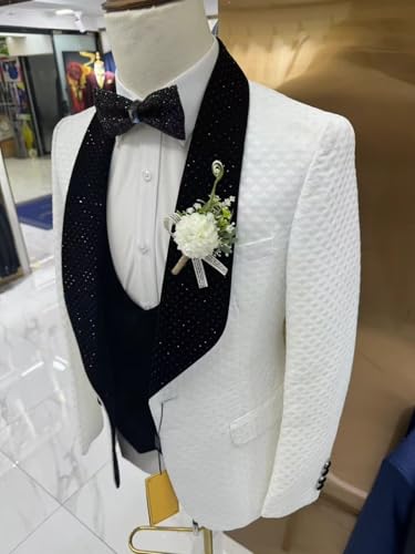 SAROULU Men's Formal Suit Slim Fit Suits for Men Party Wedding Tuxedo Suits Blazer Jacket Pants Set3