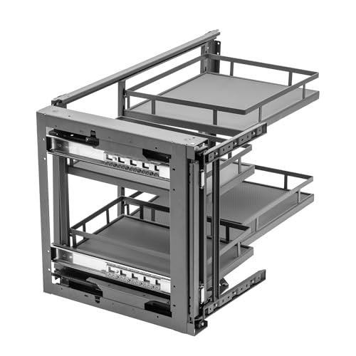 GTV Mueble Esquinero Extraíble MOVIX Pro, Sistema Magic Corner para Cocina, 4 Cestas con Cierre Suave, Carga 8kgCesta, para Mueble 900mm, Montaje Universal, Antracita