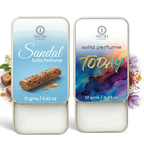 Image of IDITRI EXPORT Solid Perfume |sandal&Today Alcohol Free Wax Perfume Balm, Long Lasting | Pocket Tin 12g, Pack Of 2| Non Greasy Smooth Glide, Travel Friendly Men And Women