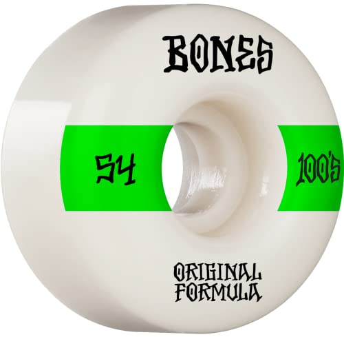 Bones Wheels 100's #14 V4 Wide Roues de Skateboard Unisexe, Blanc, 52 mm