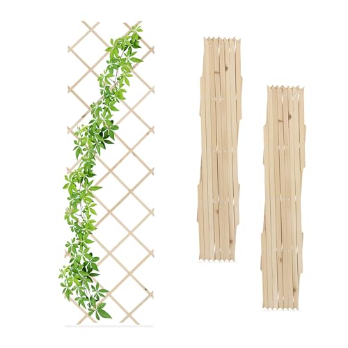 Relaxdays Rankgitter ausziehbar, 3er Set, 180x60 cm, Holz, Wandmontage, Rankhilfe Kletterpflanzen, Holzgitter, Natur Relaxdays Rankgitter ausziehbar, 3er Set, 180x60 cm, Holz, Wandmontage, Rankhilfe Kletterpflanzen, Holzgitter, Natur
