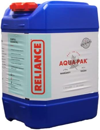 Reliance Products Aqua-Pak 5 Gallon Rigid Water Container, Blue, 11.5 Inch x 9.1 Inch x 15.4 Inch