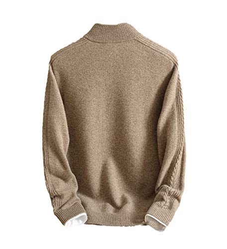 Men's 100% Cashmere Sweater Winter Zipper Half High Collar Thick Pullover Loose Fit Knitted Warm Casual Jumper3