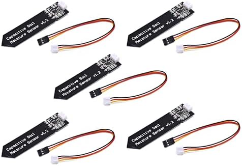 Capacitive Soil Moisture Sensor Corrosion Resistant for Arduino Moisture Detection Garden Watering DIY (Pack of 5PCS)