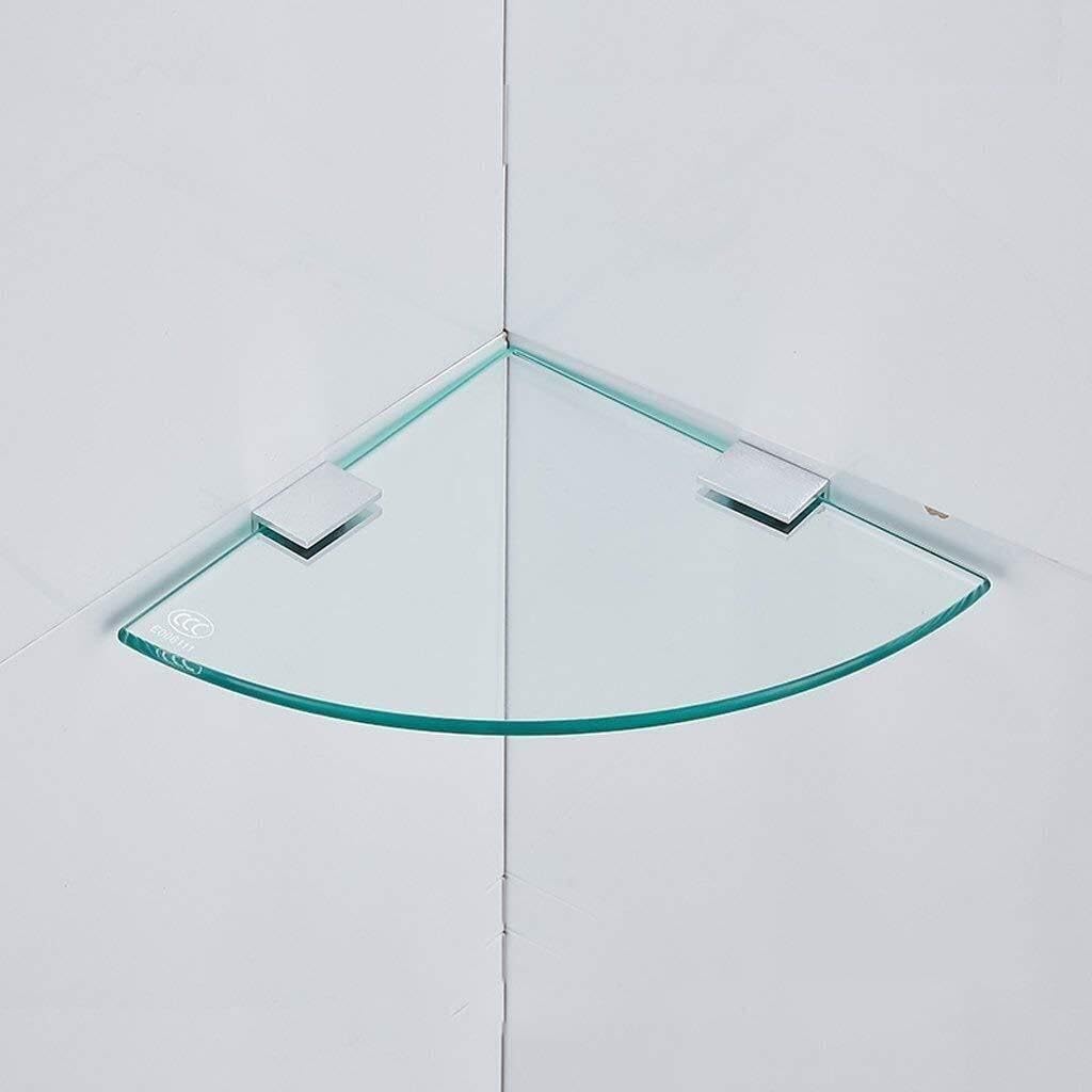 HUANGYANGZ Single Floor Shower Shelf with Towel Rail Space Aluminum Glass Storage Caddy for Bathroom Kitchen 29cm