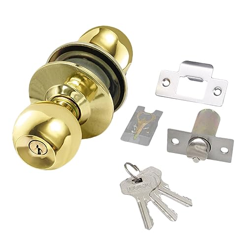 Veemoon 球形ドアロック ステンレス製 室内用 取り付け簡単 家用 玄関 浴室 寝室に キー付き