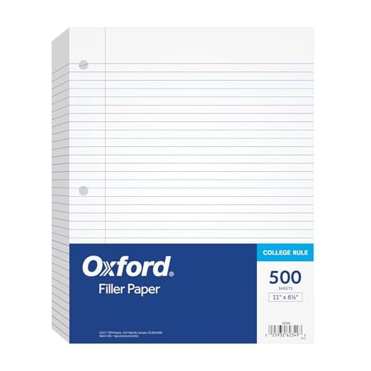 Oxford Loose Leaf Paper, 500 Sheets, College Rule Filler Notebook Paper, 8-1/2" x 11", 3-Hole Punched Fits 3-Ring Binders (62349)