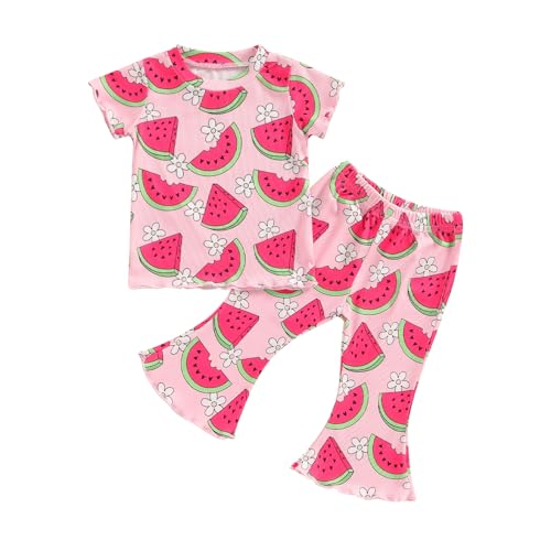 Image of Ayalinggo Baby Girl Summer Outfits Short Sleeve Lettuce Trim Floral Tops + Shorts Set Infant Clothes