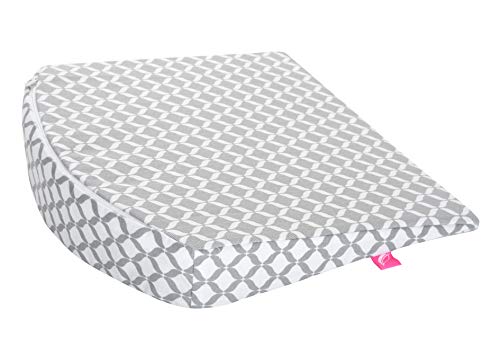 Cojín con cuña para bebé, ideal para cochecito de bebé, certificado Öko-Tex Standard 100, tamaño 30 x 30 cm, incluye funda extraíble de algodón 100%, gris clásico