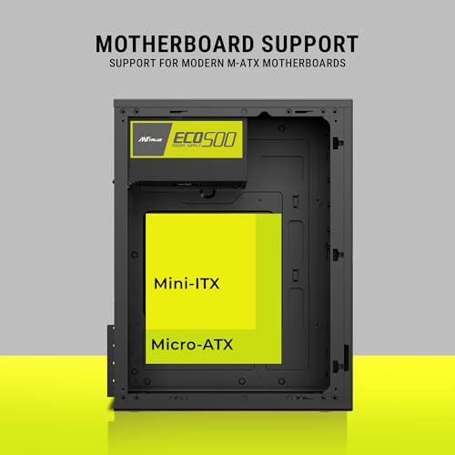 Image of Ant Value VM4P Mid-Tower Computer Case /Office Cabinet - Black | Support Micro ATX, ITX | Built-in 2X USB Ports and Pre-Installed Power Supply