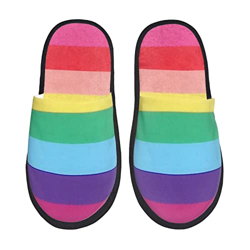KUPTYEZR Pantoufles d'intérieur, pantoufles à rayures horizontales de couleur arc-en-ciel, pantoufles confortables antidérapantes pour femme, homme, intérieur et extérieur, comme sur l'image, Large