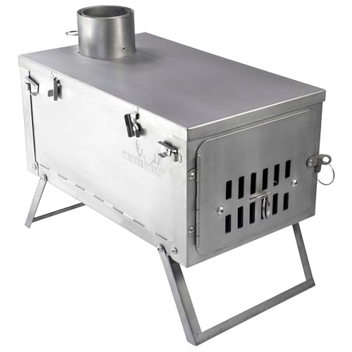 Winnerwell Fastfold Titanium Tent Stove | Ultralight 4 Pound Titanium Wood Burning Stove for Tents and Shelters | Includes Chimney Pipe | Functions as Ultralight Firepan
