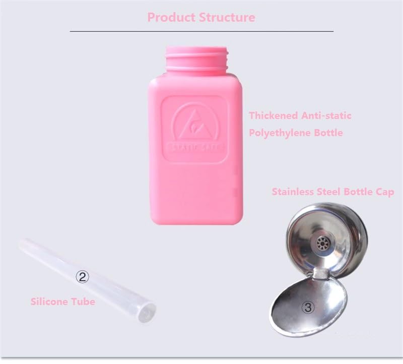 Botella antiestática de EPA azul para evitar derrames de alcohol y esmalte, pack de 3 5