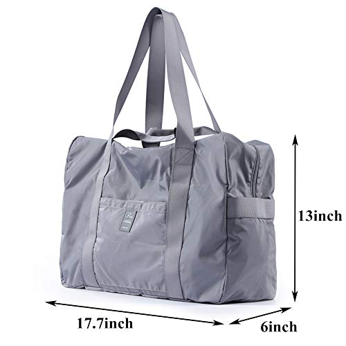 Image of VanFn Travel Duffel Bag, Foldable Sports Duffels Gym Bag, Outdoor Totes, Sports Lightweight Shoulder Handbag, Rainproof Nylon Duffle Bags for Women & Men, Outdoor Weekend Bag, P.Travel Series (Gray)