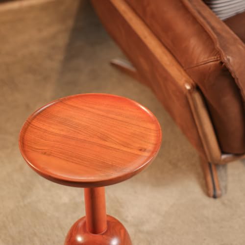 Image of Cocoa End Table Wooden Side Table for Bedroom| Living Room | Bedside Table | Nightstand | Sofa Side Table | Accent Table | Home Decor Furniture | Honey Color Finish | Acacia Wood | 61cm