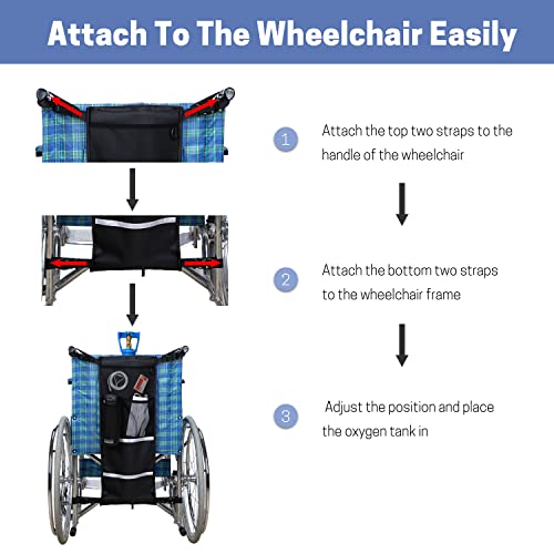 Swisselite Oxygen Cylinder Bag,Wheelchair Oxygen Tank Holder With Buckles,Oxygen Tank Carrier Holder For Wheelchair Walker With Mesh Storage Pocket Fits Most Portable Oxygen Tanks #TOP5