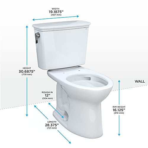 Toto CST786CEFG#01 Drake Transitional Two-Piece Elongated 1.28 Gpf Universal Height Tornado Flush Toilet thumb #2