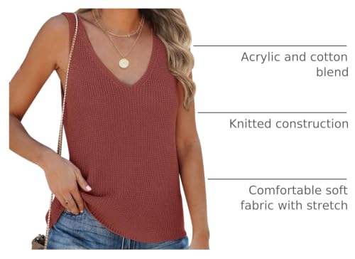 Image of Tutorutor Womens V Neck Sweater Tank Tops Summer Crochet Knit Vest Top | Sleeveless Cami, Loose Fit, Sweater Vest, Casual, Sexy, Fall Layer