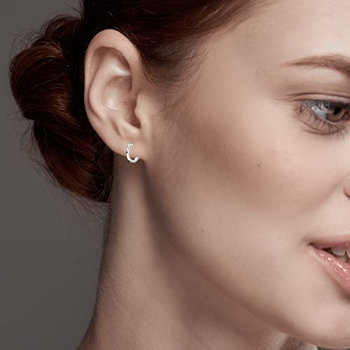 Image of TRUESILVER ACPL 925 Sterling Silver BIS Hallmarked Cubic Zirconia Small Huggie Hoop Earrings for Men Women and Girls